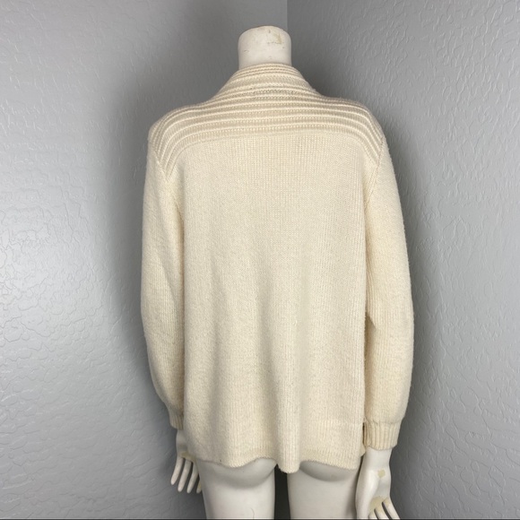 Baby Alpaca Cream Long Sleeve Open Front Sweater - Picture 3 of 4